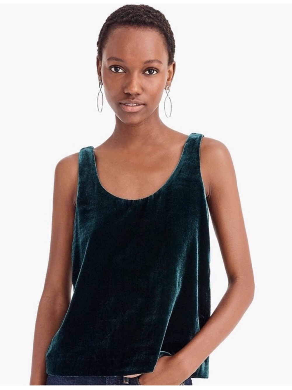 J. Crew Green Velvet Tank Size 8P Holiday